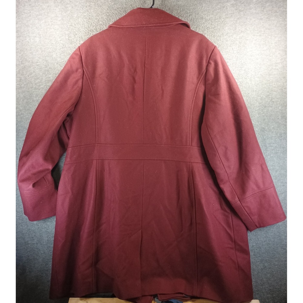 Preston & York Full Length Coat Women 24W Button Wool‎ Maroon Lined - Picture 7 of 7